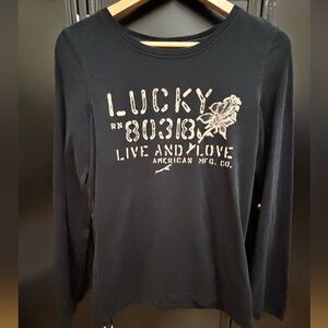 Vintage Lucky Brand Live & Love Rose Graphic Long Sleeve Tshirt Women’s Large